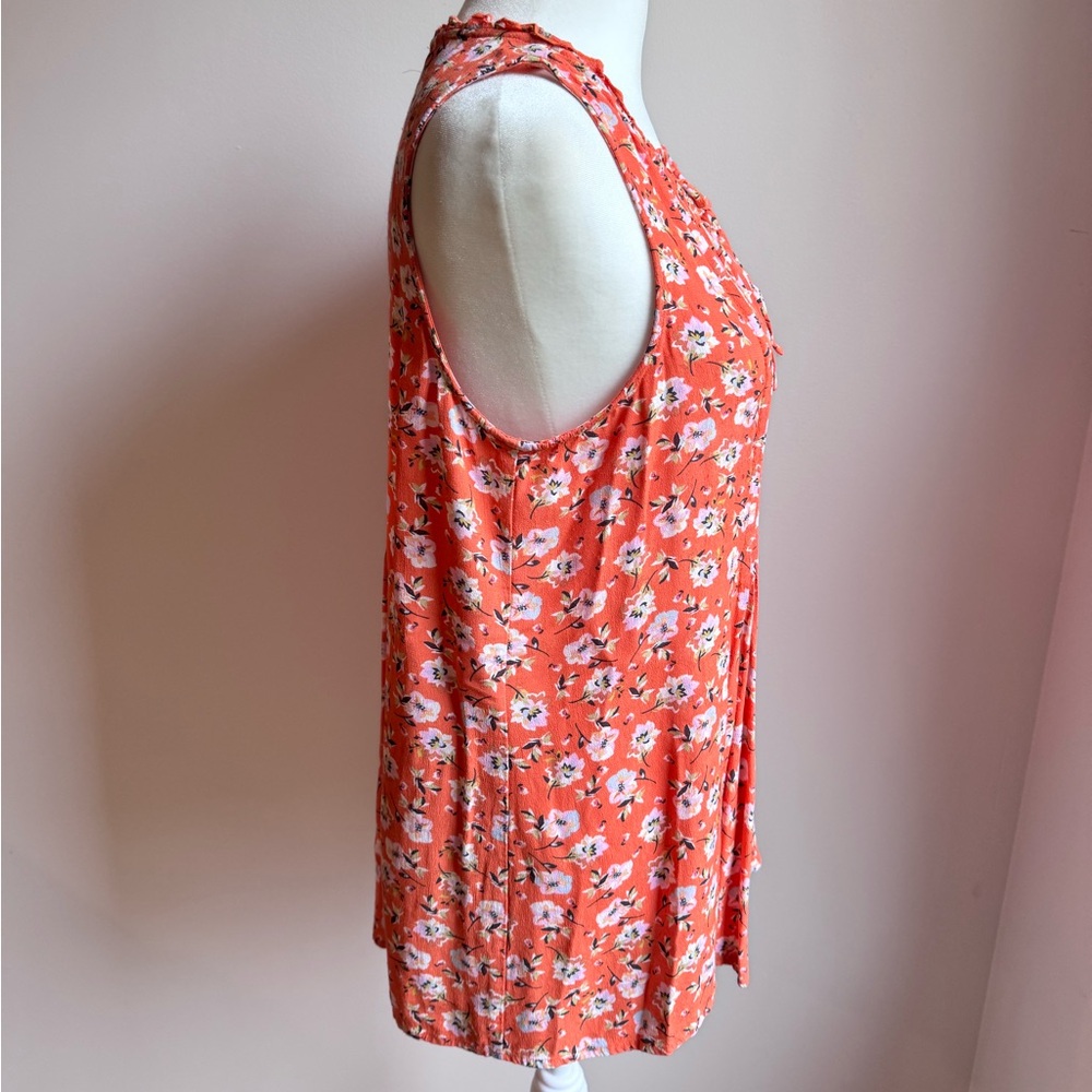 Sanctuary Garden Swing Top Floral Sleeveless Blouse Orange Size Small Tie Front‎ - Picture 4 of 8